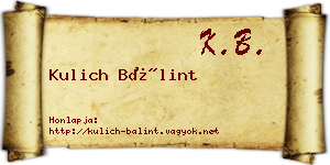 Kulich Bálint névjegykártya