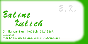 balint kulich business card